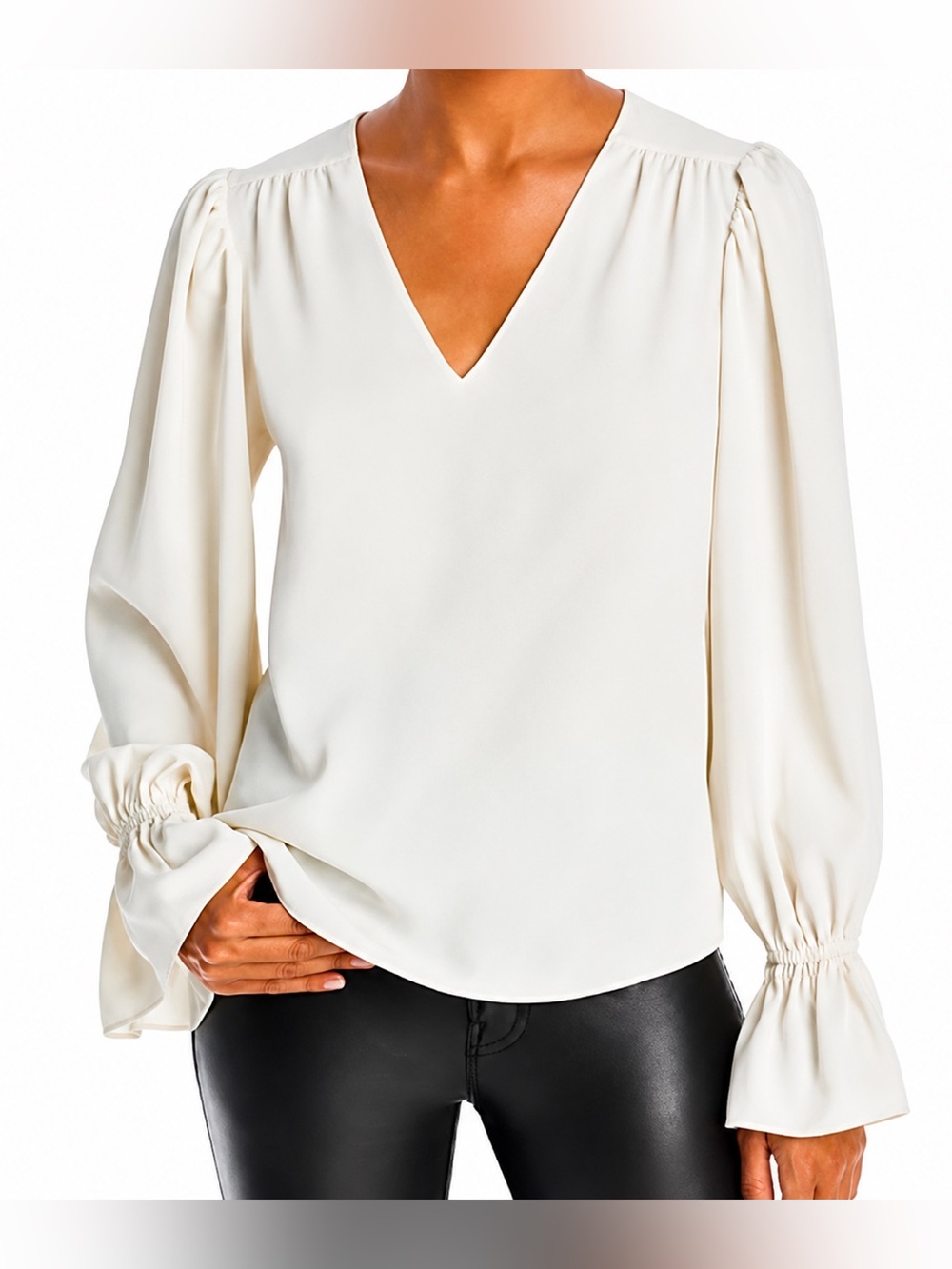 Aqua cream puff sleeve top, small